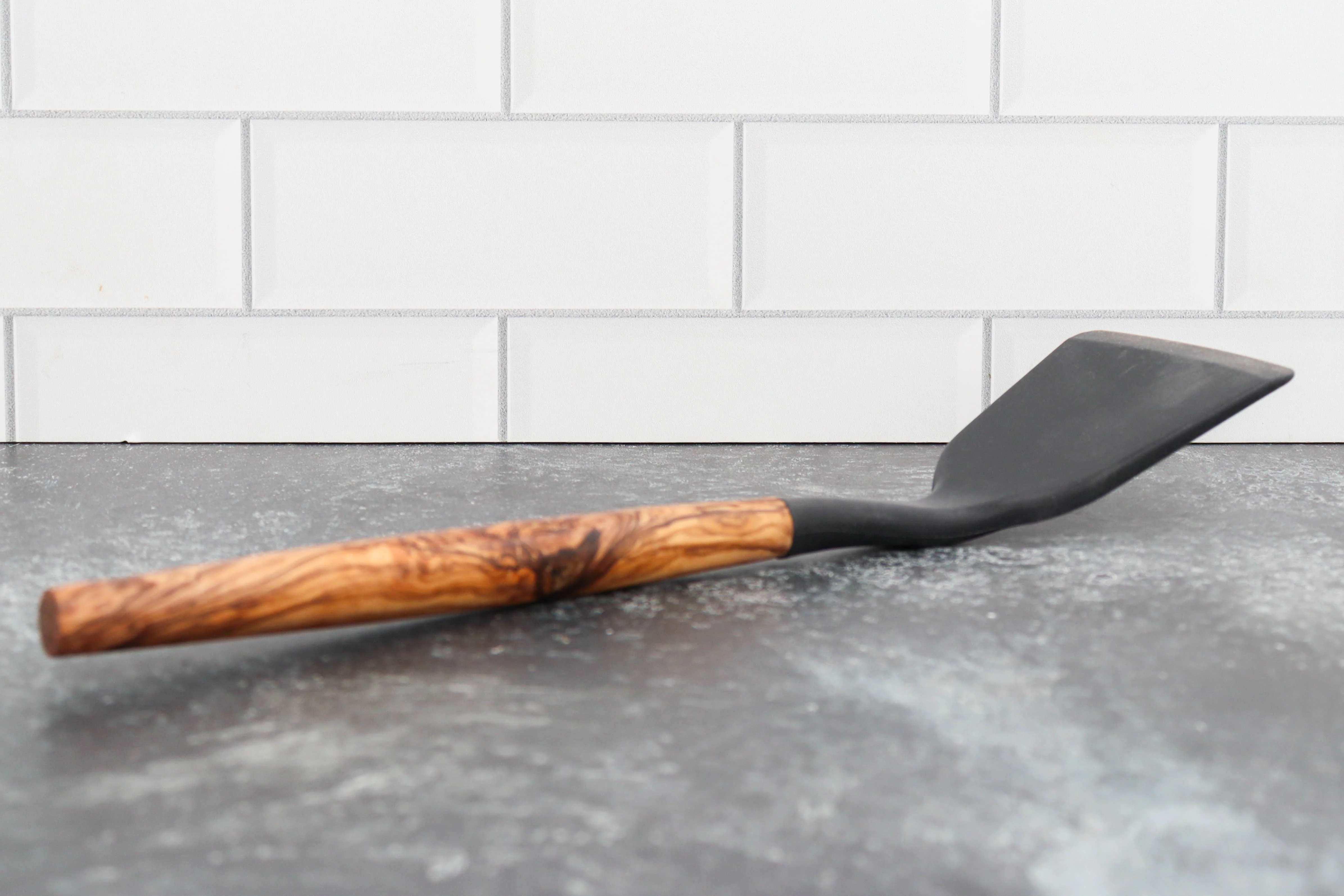 12" Silicone Turner with Olive Wood Handle - Image 2