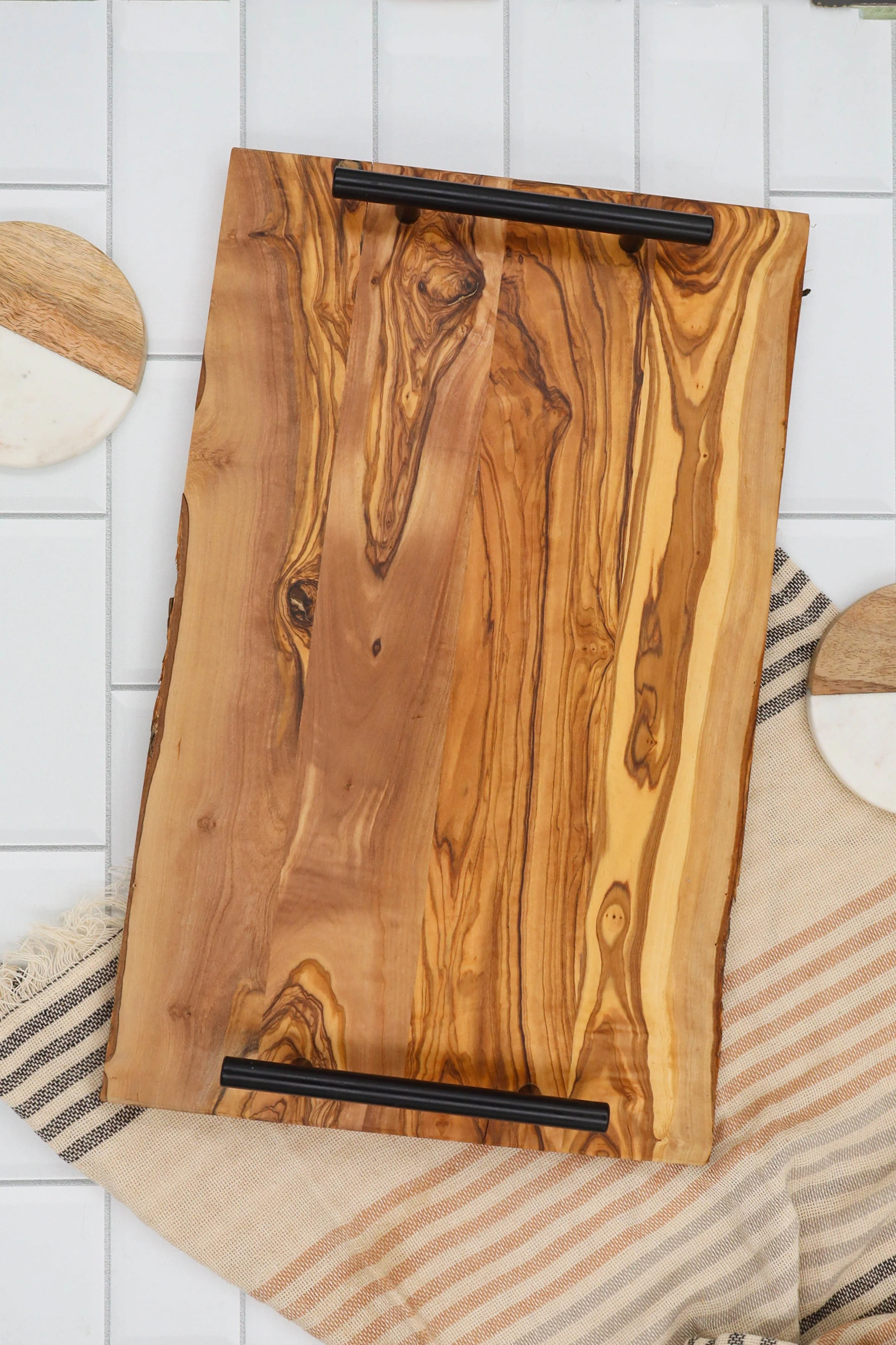 16.5" SERVING TRAY W/BLACK HANDLES - Image 2