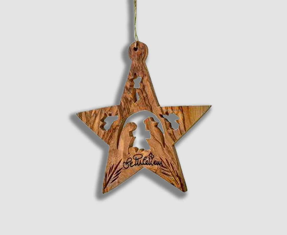 STAR WITH NATIVITY AND ANGEL ORNAMENT